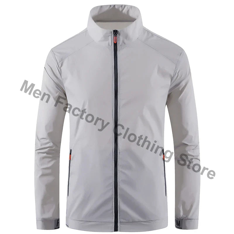 Collared Long Sleeve Full Zip Outdoor Hiking Jacket with Pockets