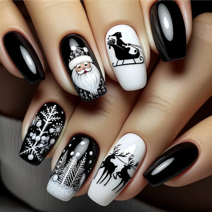 Chic Black Ballet Christmas Nail Decals