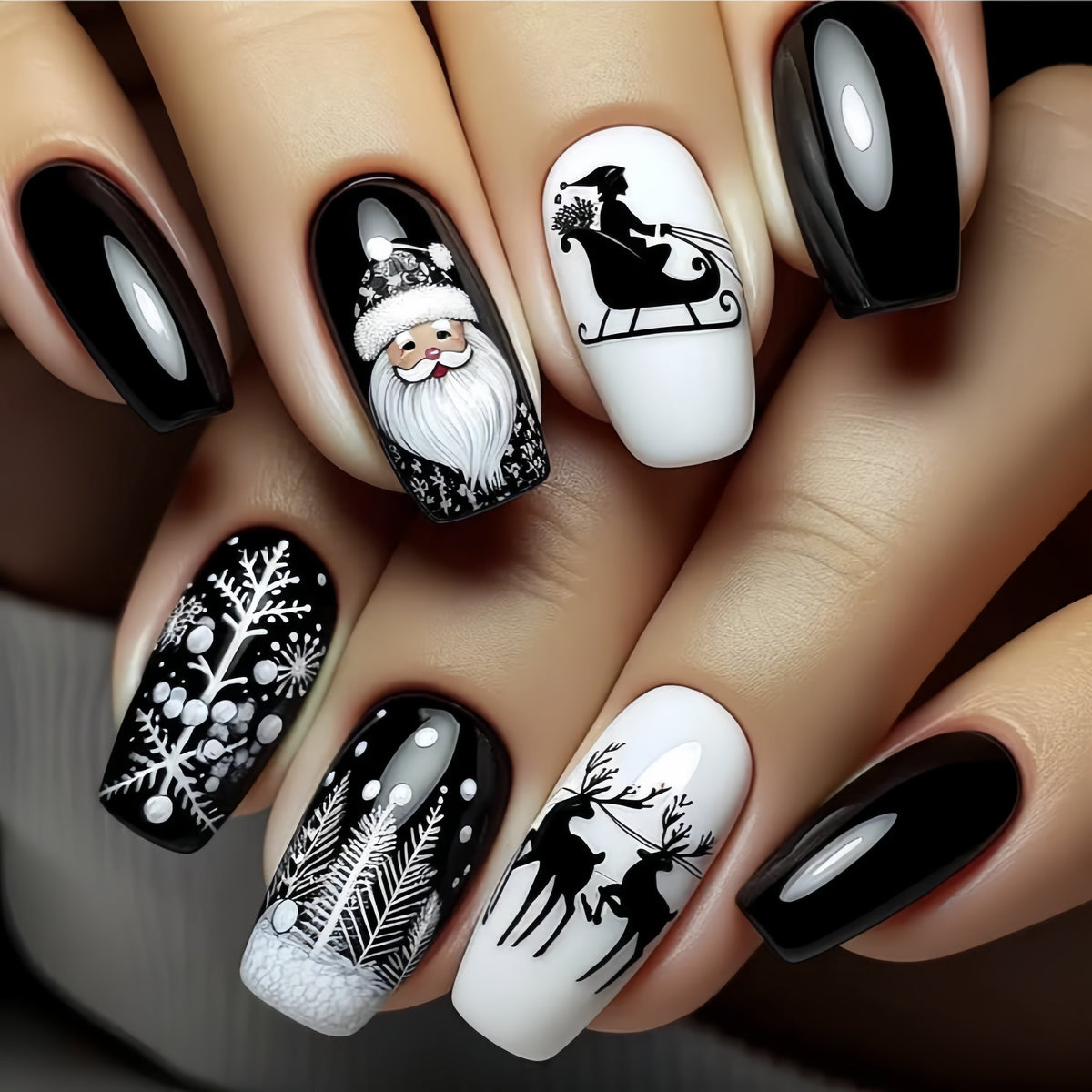 Chic Black Ballet Christmas Nail Decals