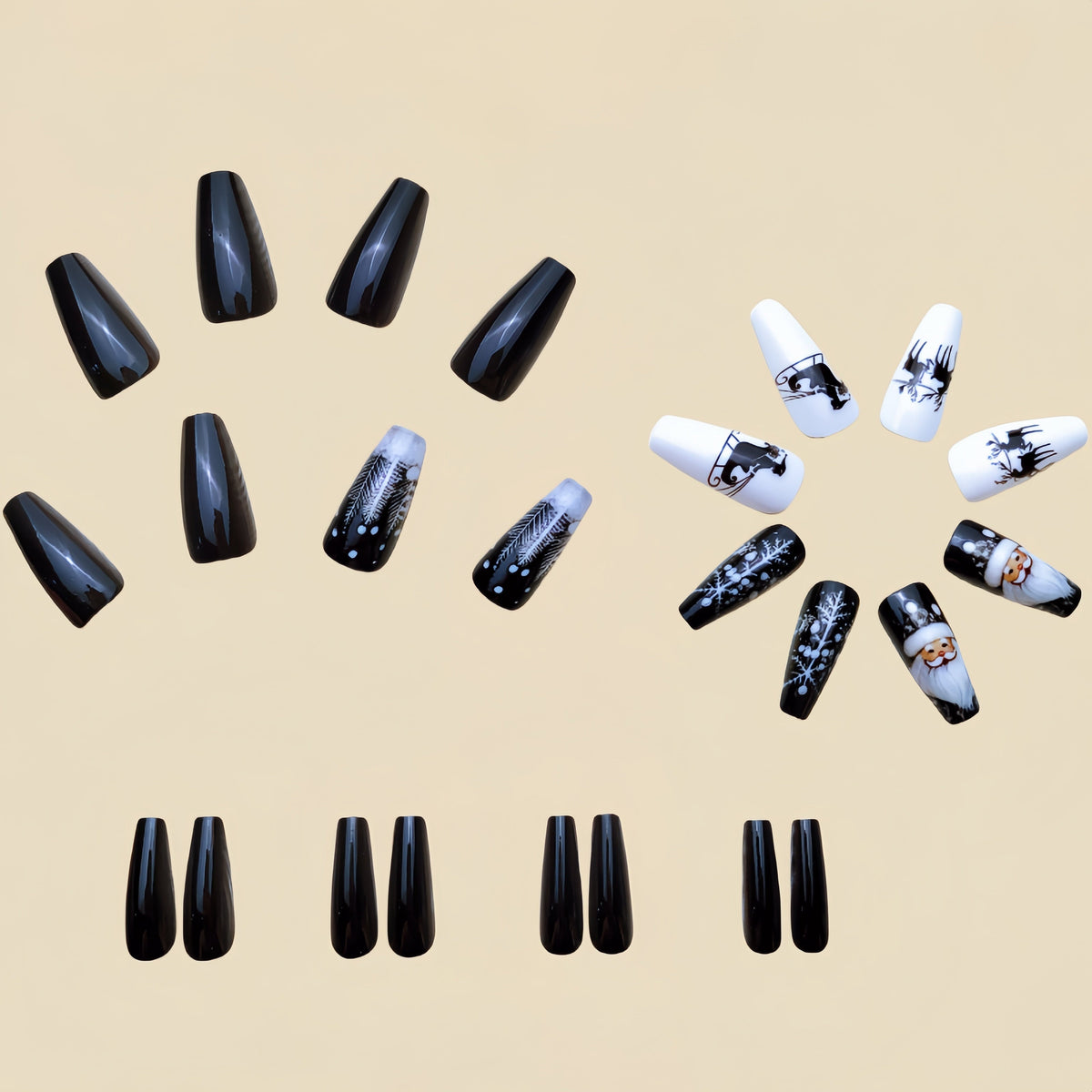 Chic Black Ballet Christmas Nail Decals