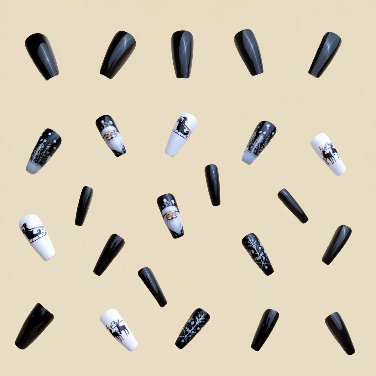Chic Black Ballet Christmas Nail Decals
