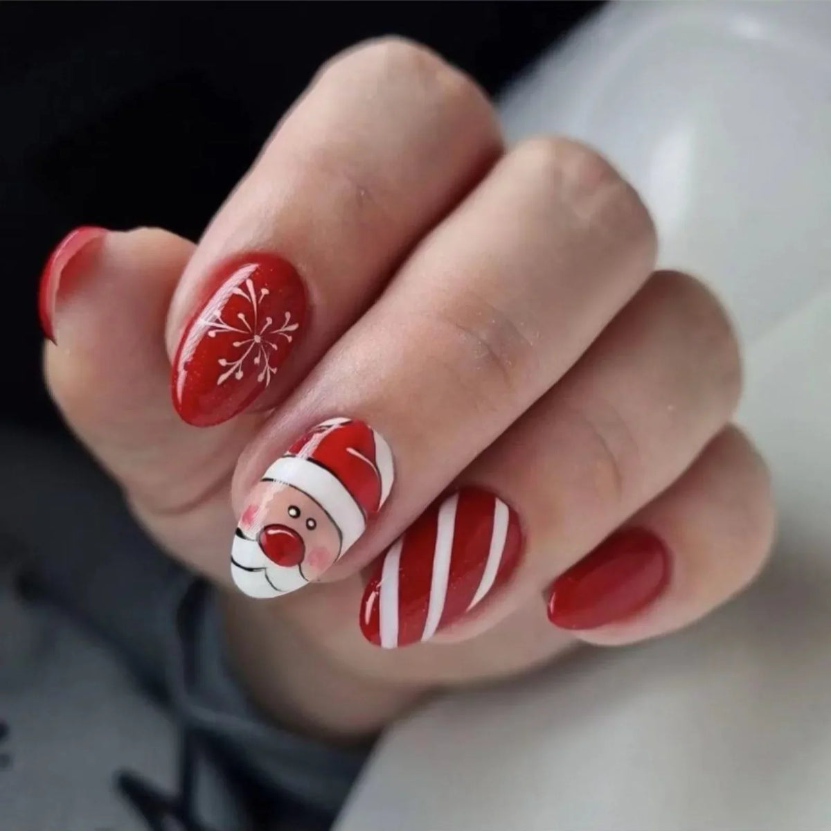 Gold Powder Christmas Fake Nails