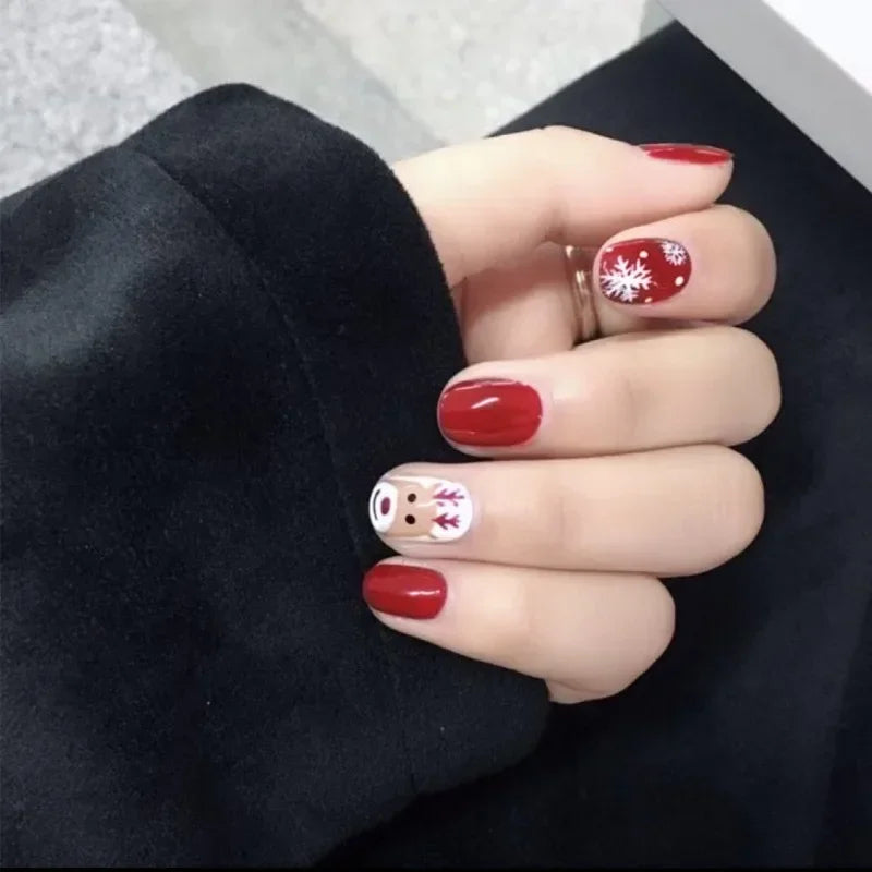 Gold Powder Christmas Fake Nails
