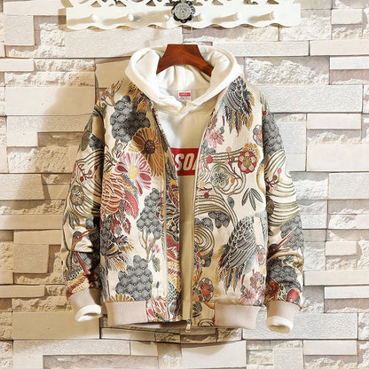 Long Sleeve Casual Streetwear Jacket with Front Closure and Pockets