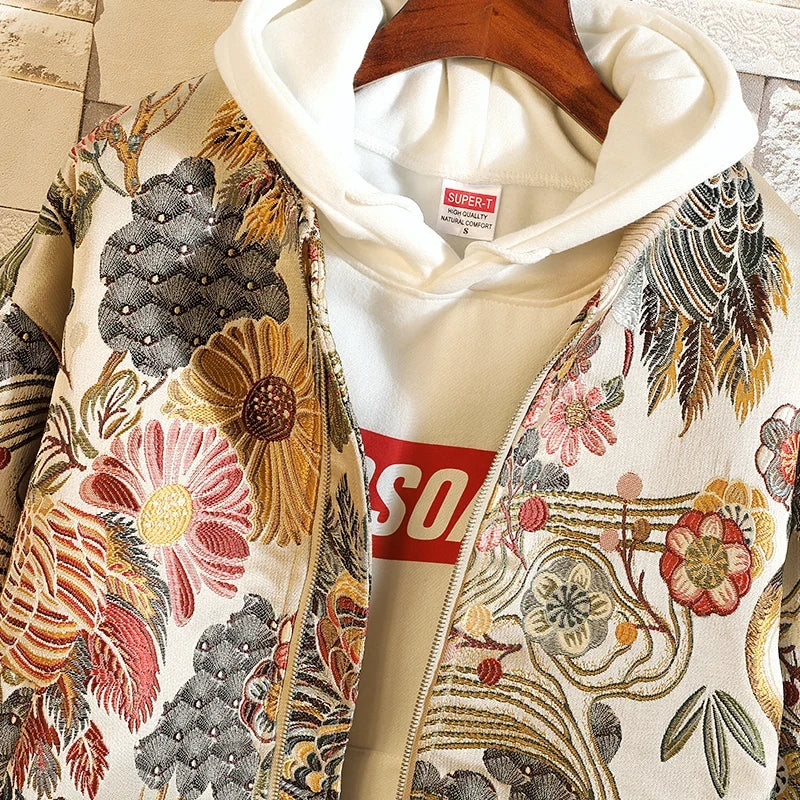 Long Sleeve Casual Streetwear Jacket with Front Closure and Pockets