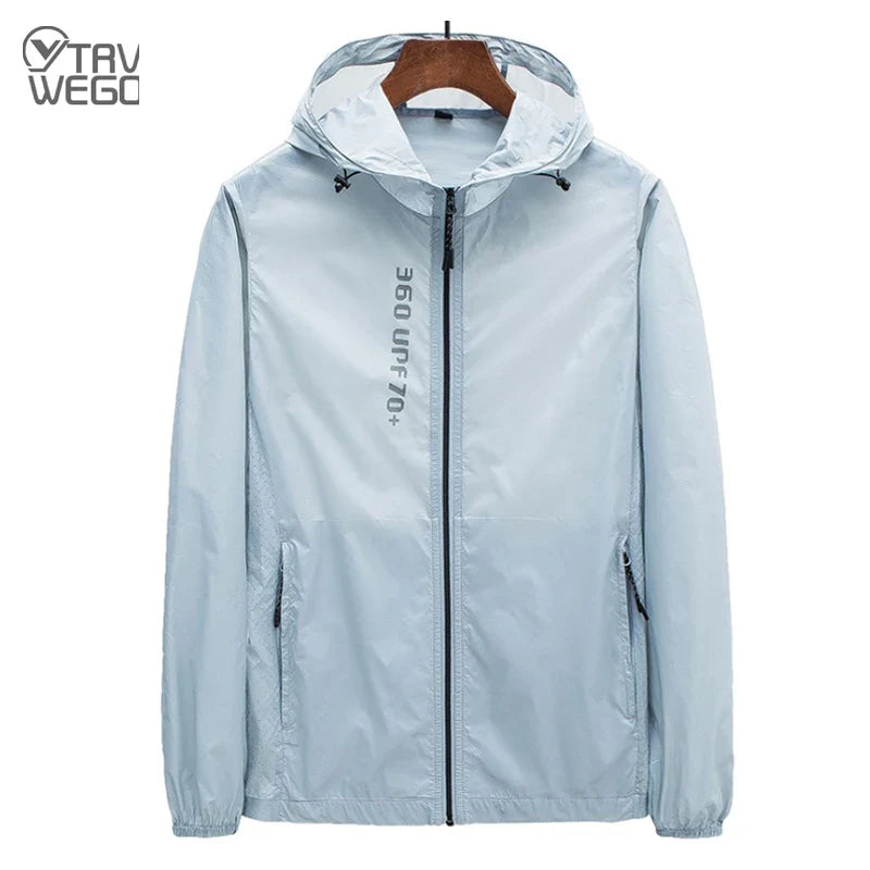 Hooded Long Sleeve Full Zip Outdoor Hiking Jacket with Pockets