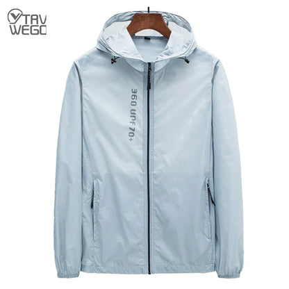 Hooded Long Sleeve Full Zip Outdoor Hiking Jacket with Pockets