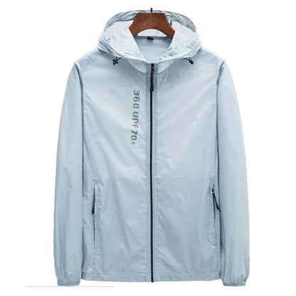 Hooded Long Sleeve Full Zip Outdoor Hiking Jacket with Pockets
