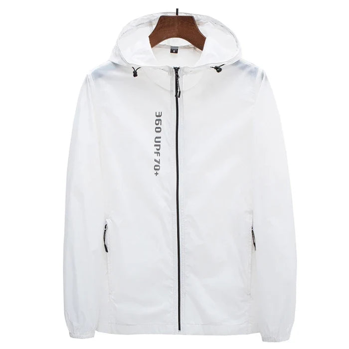 Hooded Long Sleeve Full Zip Outdoor Hiking Jacket with Pockets