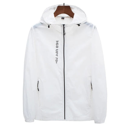 Hooded Long Sleeve Full Zip Outdoor Hiking Jacket with Pockets