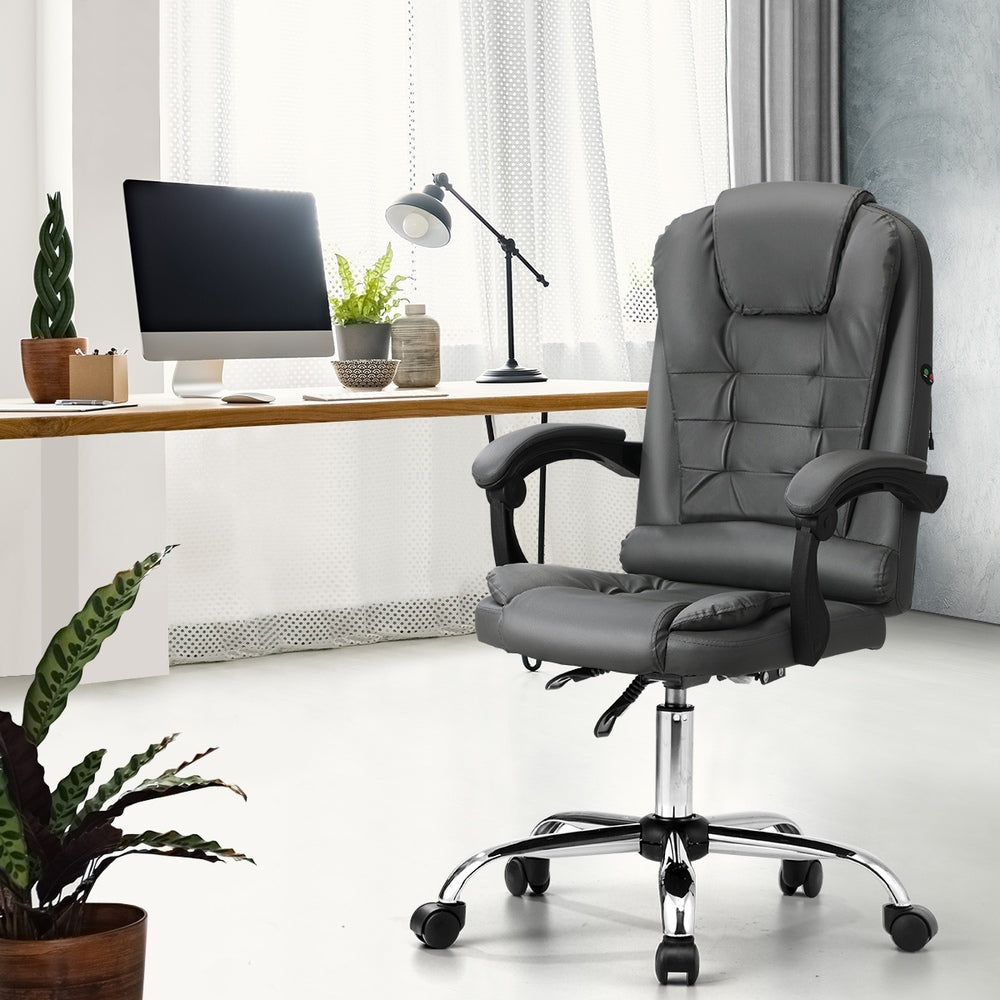 NNEED Massage Office Chair Racing Chairs PU Leather Grey