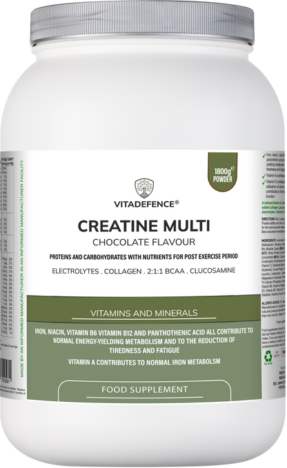 Creatine Multi | Chocolate Flavour Recovery Shake with BCAA, Collagen, Electrolytes, Vitamins & Minerals – 1.8 kg
