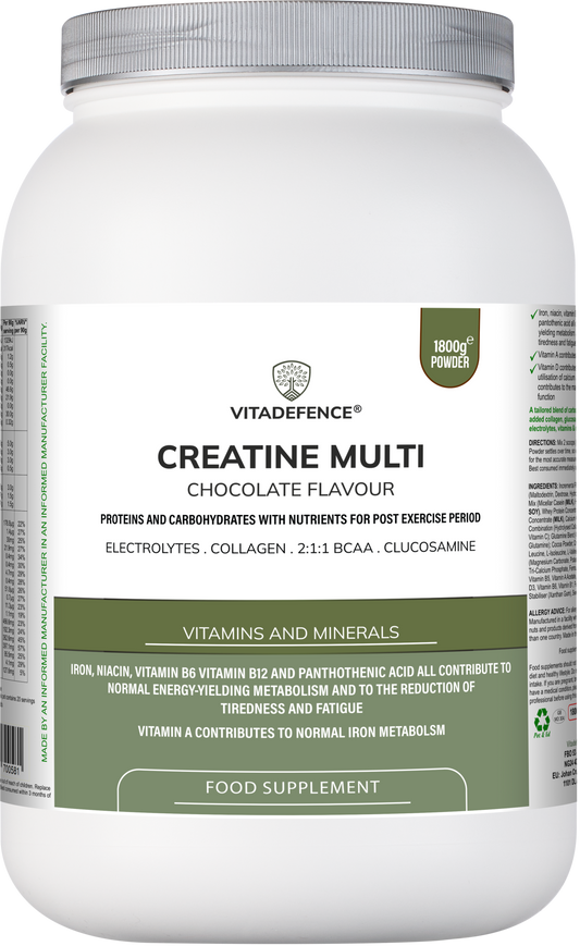 Creatine Multi | Chocolate Flavour Recovery Shake with BCAA, Collagen, Electrolytes, Vitamins & Minerals – 1.8 kg