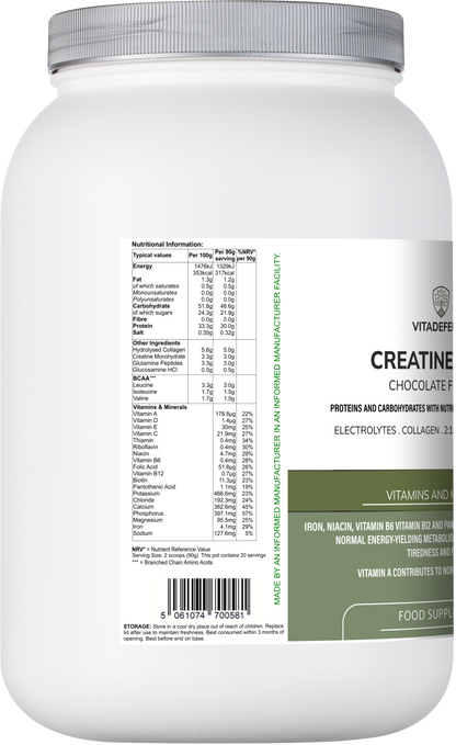 Creatine Multi | Chocolate Flavour Recovery Shake with BCAA, Collagen, Electrolytes, Vitamins & Minerals – 1.8 kg