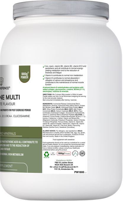 Creatine Multi | Chocolate Flavour Recovery Shake with BCAA, Collagen, Electrolytes, Vitamins & Minerals – 1.8 kg