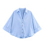 Women's Wide Short Sleeve Collared Button Front Shirt