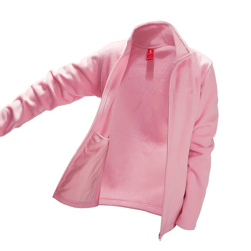 Long Sleeve Full Zip Fleece Outdoor Jacket with Pockets