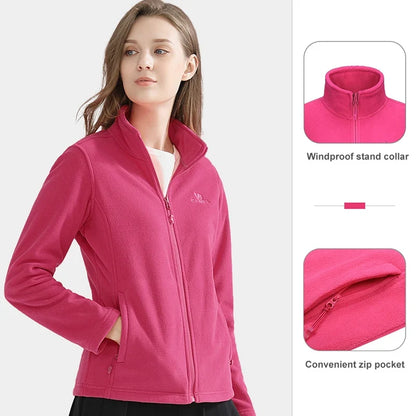 Long Sleeve Full Zip Fleece Outdoor Jacket with Pockets