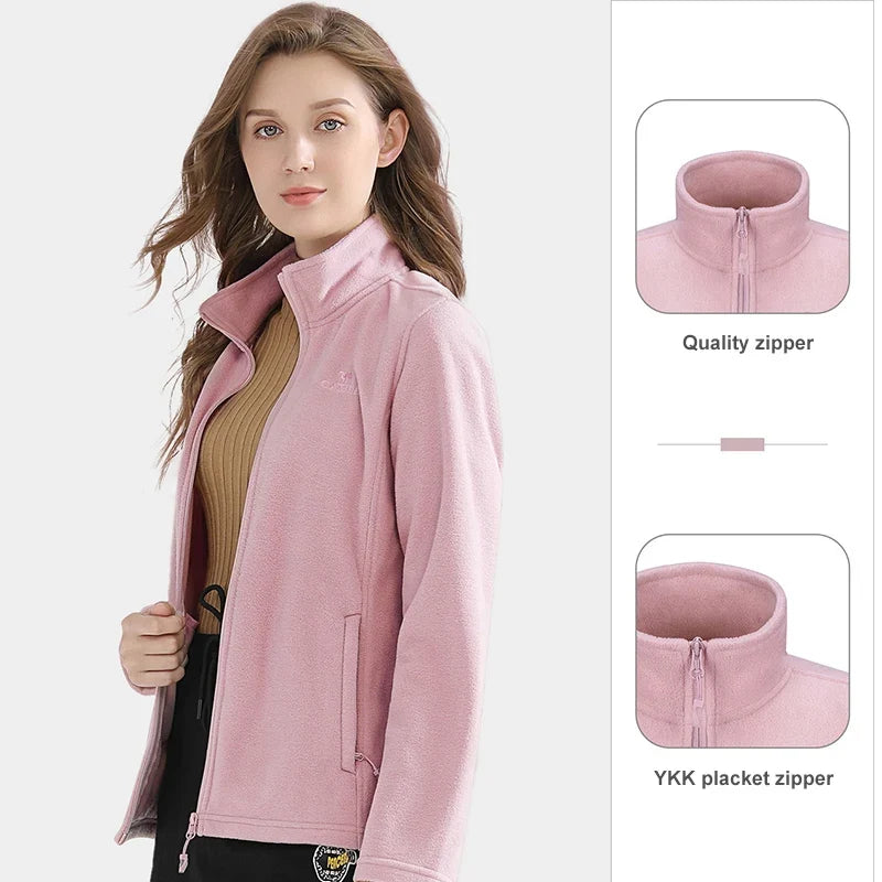 Long Sleeve Full Zip Fleece Outdoor Jacket with Pockets