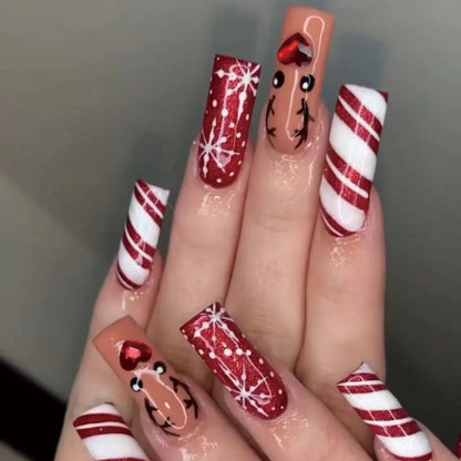 Gold Powder Christmas Fake Nails