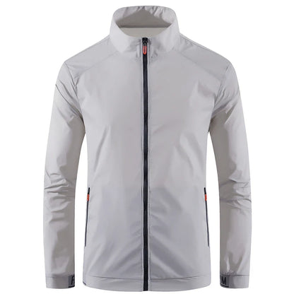 Collared Long Sleeve Full Zip Outdoor Hiking Jacket with Pockets