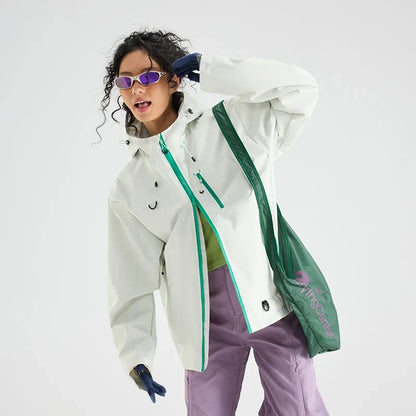 Hooded Long Sleeve Full Zip Outdoor Hiking Jacket with Pockets