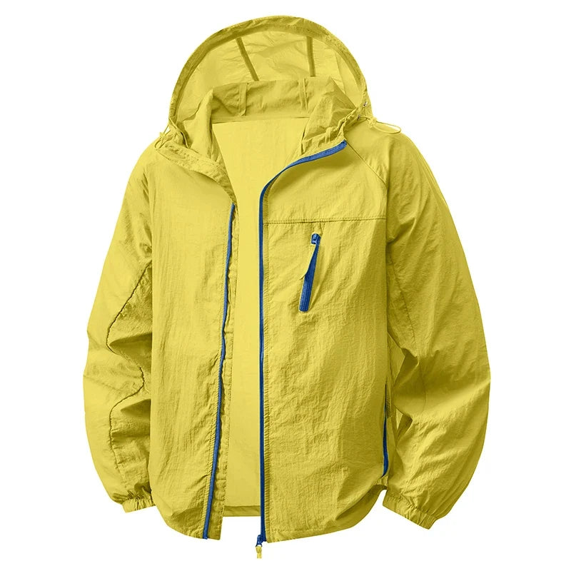 Hooded Long Sleeve Full Zip Outdoor Hiking Jacket with Pockets