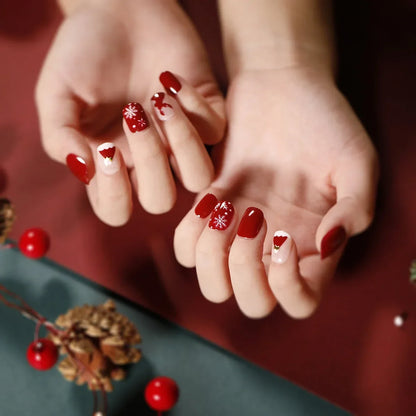 Gold Powder Christmas Fake Nails