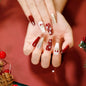 Gold Powder Christmas Fake Nails