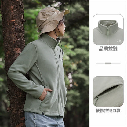 Long Sleeve Full Zip Fleece Outdoor Jacket with Pockets