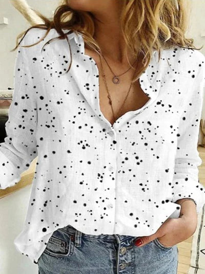 Women's V Neck Long Sleeve Button Front Shirt