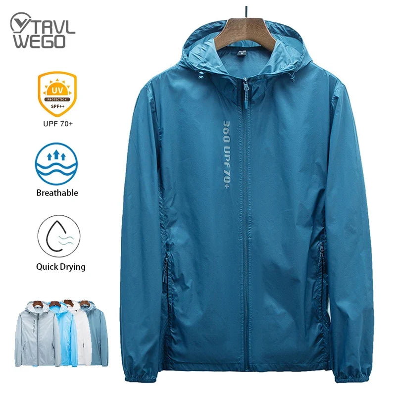 Hooded Long Sleeve Full Zip Outdoor Hiking Jacket with Pockets