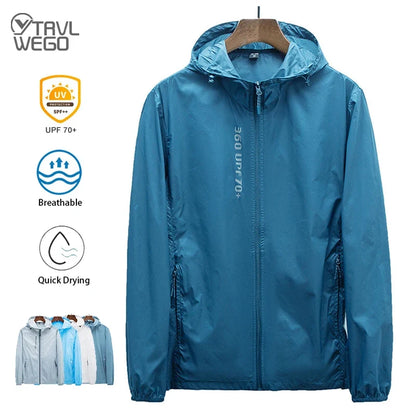 Hooded Long Sleeve Full Zip Outdoor Hiking Jacket with Pockets