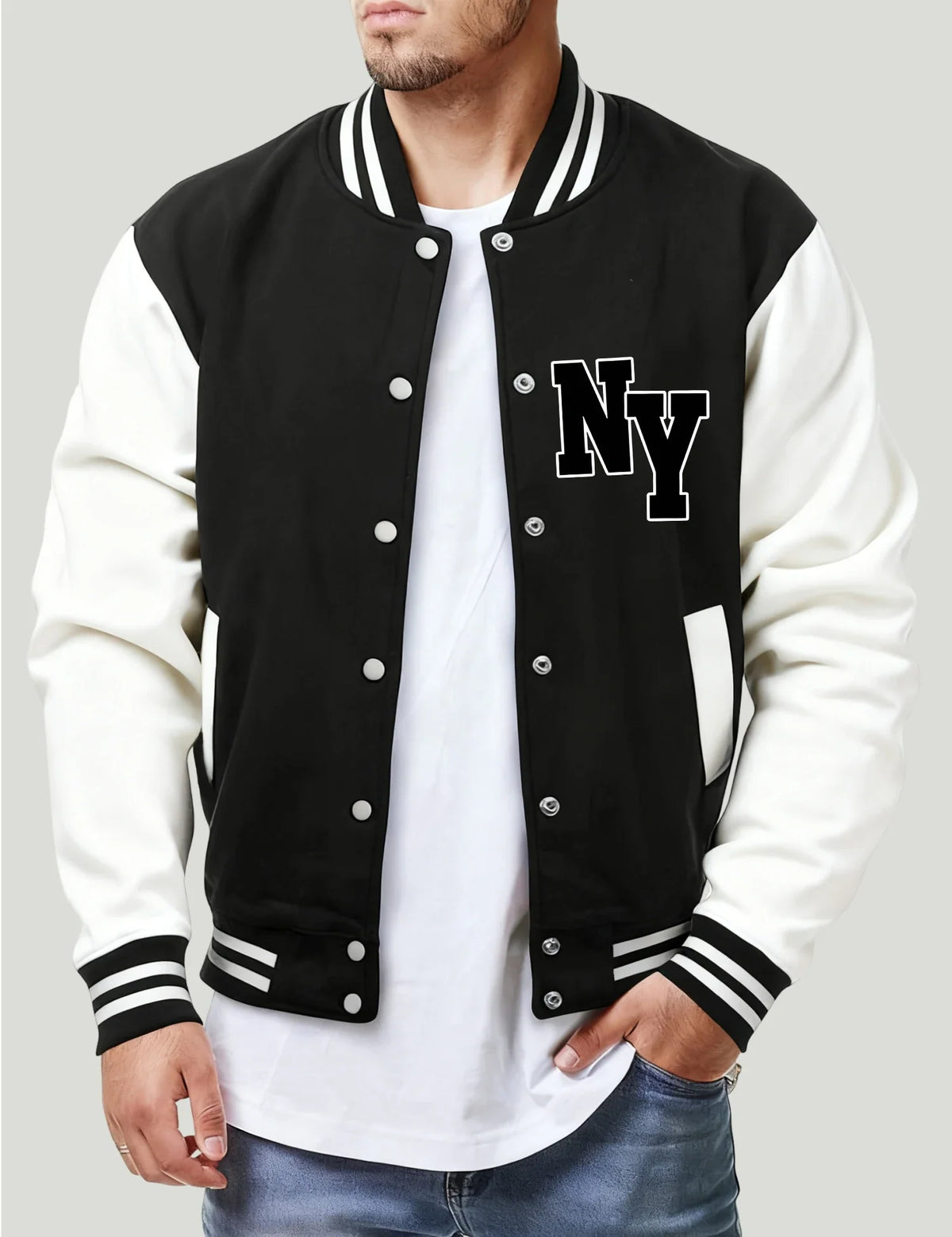 Long Sleeve Casual Streetwear Jacket with Front Closure and Pockets
