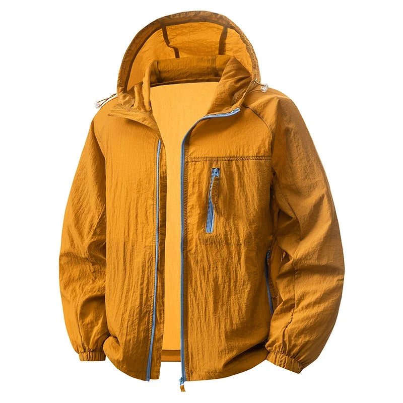 Hooded Long Sleeve Full Zip Outdoor Hiking Jacket with Pockets