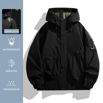 Hooded Long Sleeve Full Zip Outdoor Hiking Jacket with Pockets