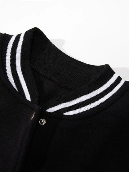 Long Sleeve Casual Streetwear Jacket with Front Closure and Pockets
