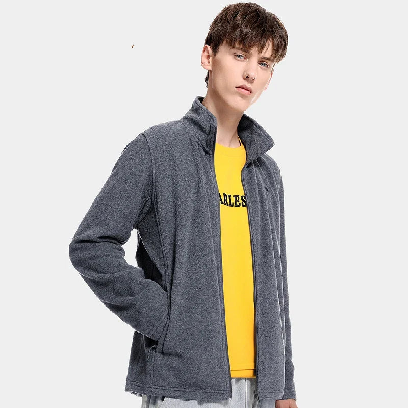 Long Sleeve Full Zip Fleece Outdoor Jacket with Pockets