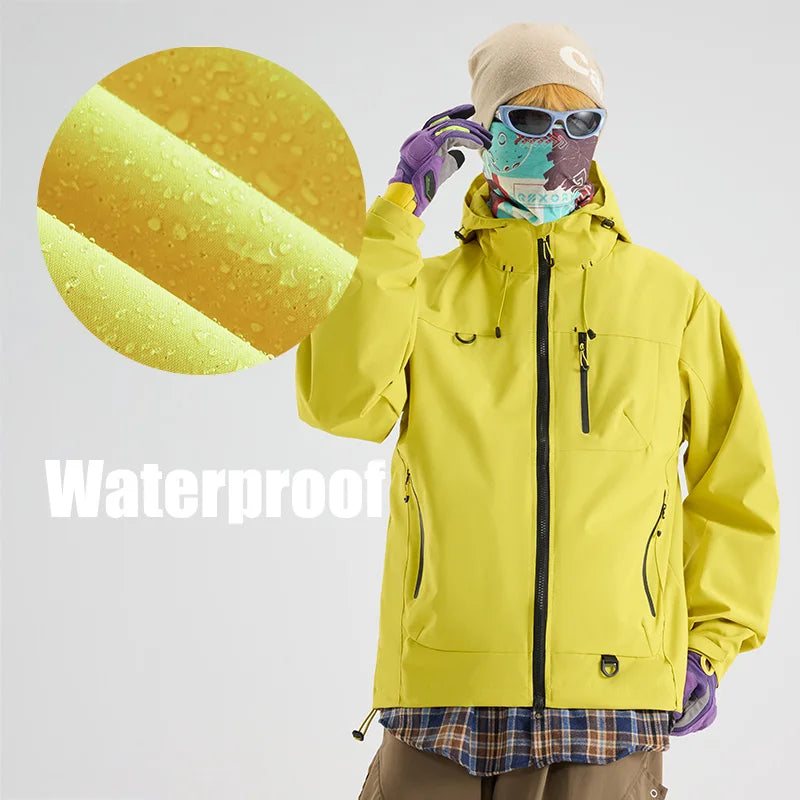 Hooded Long Sleeve Full Zip Outdoor Hiking Jacket with Pockets