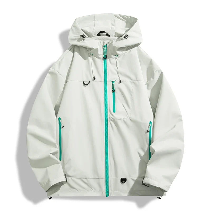 Hooded Long Sleeve Full Zip Outdoor Hiking Jacket with Pockets