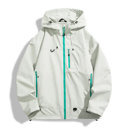 Hooded Long Sleeve Full Zip Outdoor Hiking Jacket with Pockets