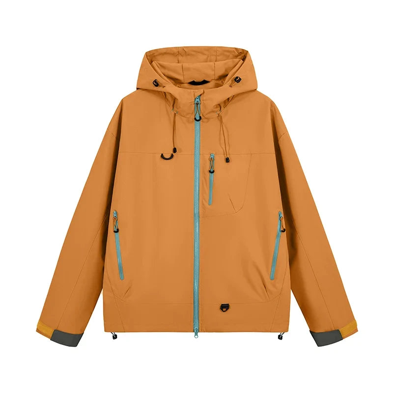 Hooded Long Sleeve Full Zip Outdoor Hiking Jacket with Pockets