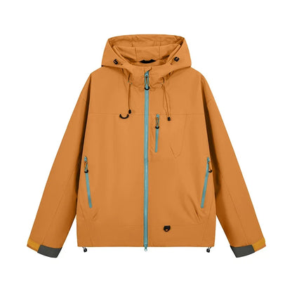 Hooded Long Sleeve Full Zip Outdoor Hiking Jacket with Pockets
