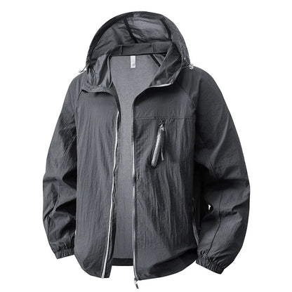 Hooded Long Sleeve Full Zip Outdoor Hiking Jacket with Pockets