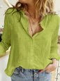 Women's V Neck Long Sleeve Button Front Shirt