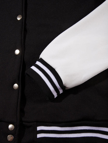Long Sleeve Casual Streetwear Jacket with Front Closure and Pockets