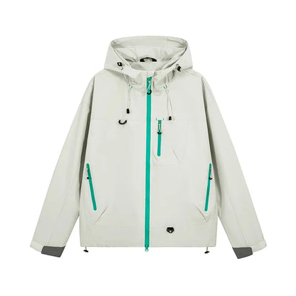 Hooded Long Sleeve Full Zip Outdoor Hiking Jacket with Pockets