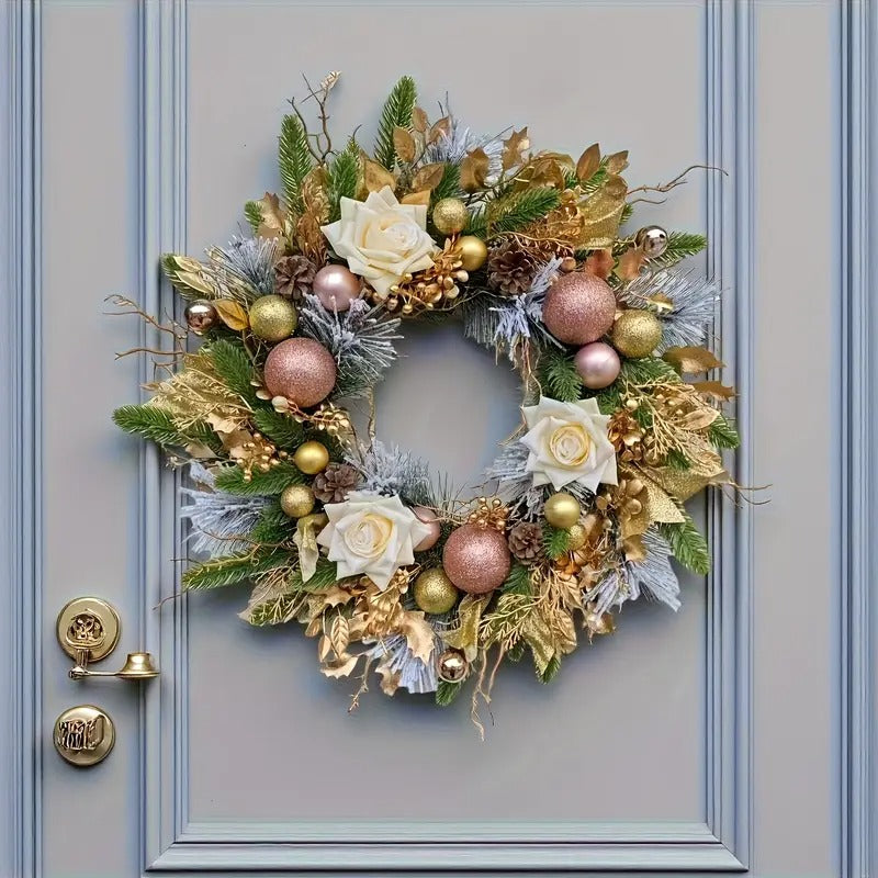 Golden Bow Christmas Wreath