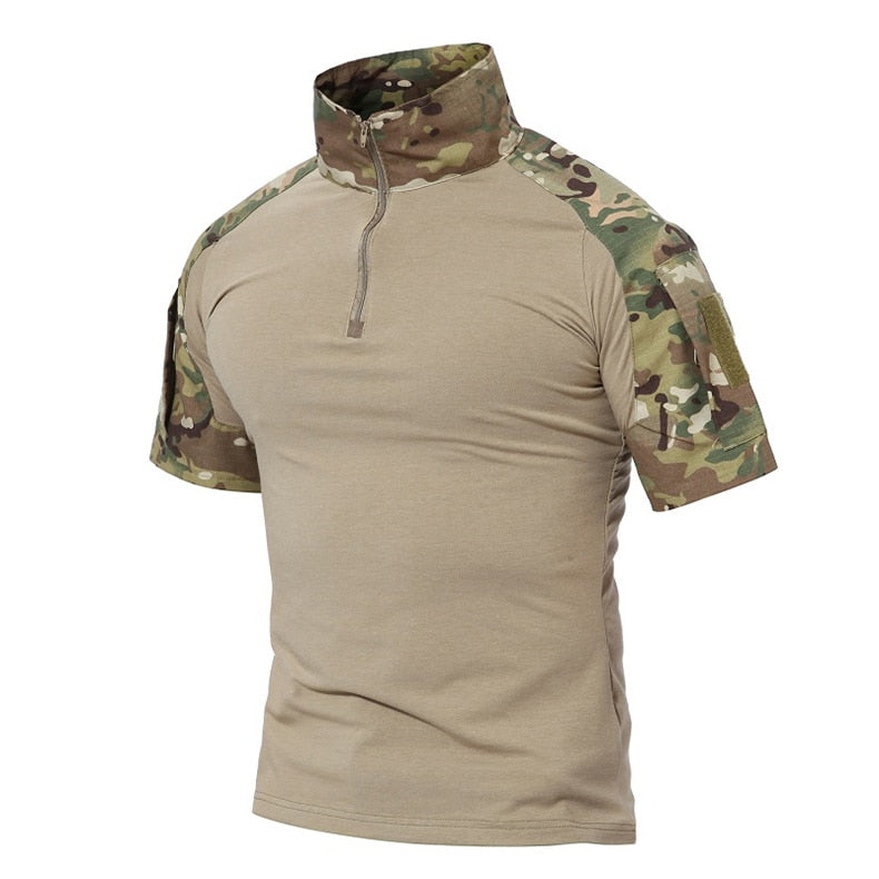 Men Summer T Shirts Airsoft Army Tactical T Shirt Short Sleeve Military Camouflage Cotton Tee Shirts Paintball Clothing